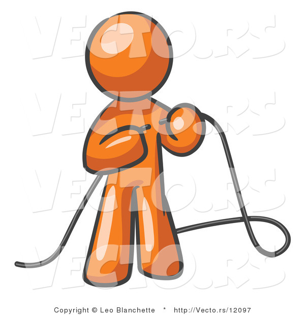Vector of Orange Guy Tying Loose Ends of Cables