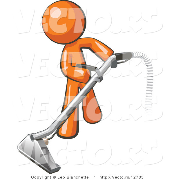 Vector of Orange Guy Using a Carpet Cleaner Wand