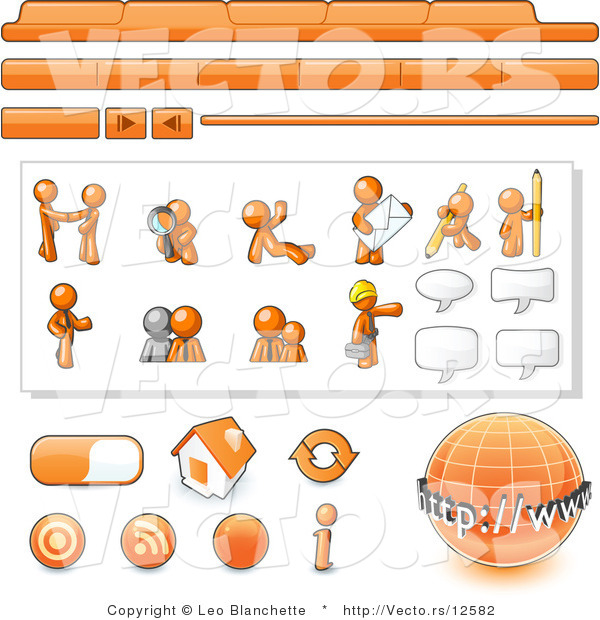 Vector of Orange Guy Web Template with Tabs and Buttons