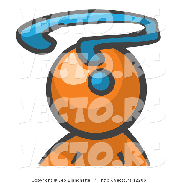 Vector of Orange Guy with a Question Mar
