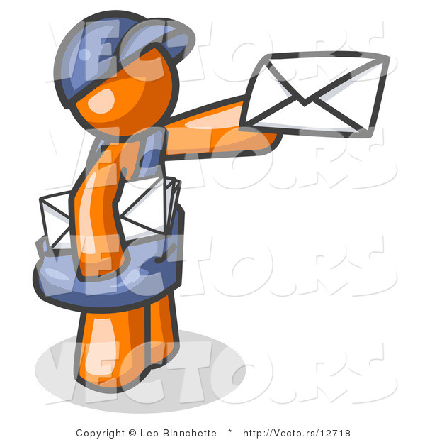 Vector of Orange Mail Guy Delivering a Letter