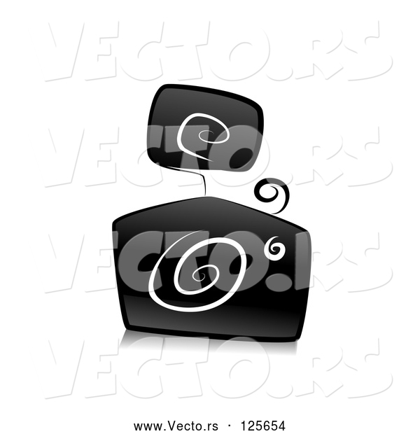Vector of Ornate Black and White Camera Design with Swirls
