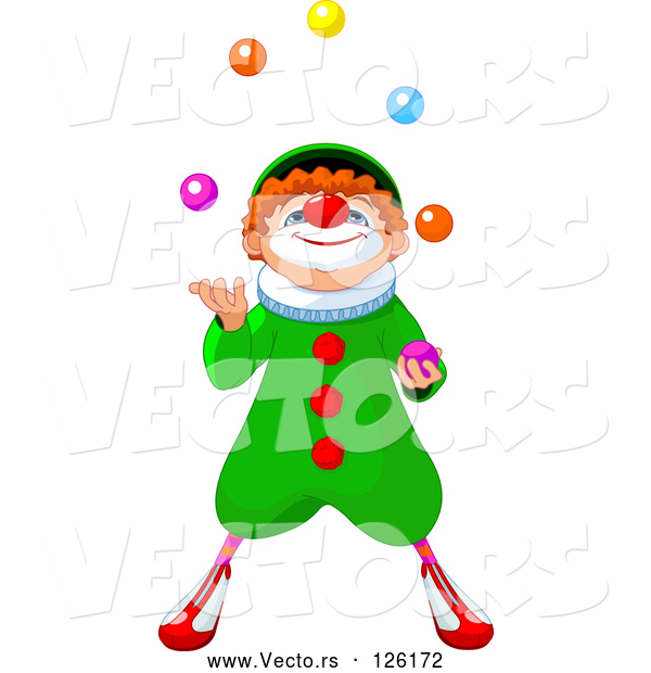 Vector of Party Clown Looking up and Juggling