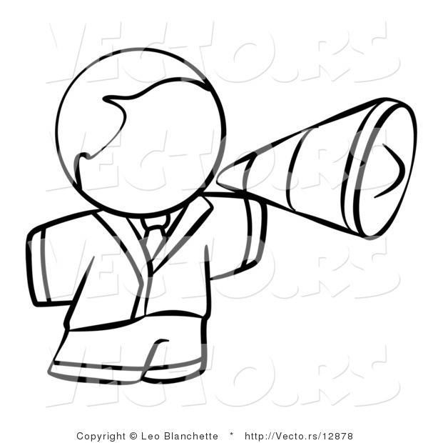 Vector of Person Using a Megaphone - Coloring Page Outlined Art