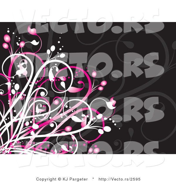 Vector of Pink and Black Floral Vines Background