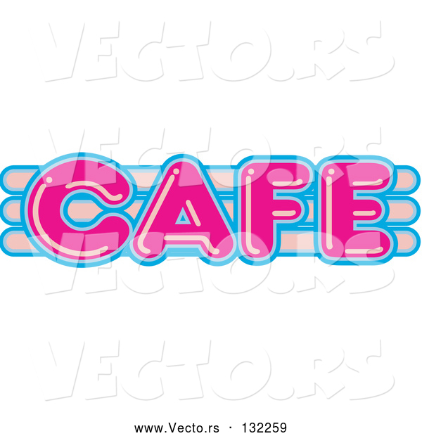 Vector of Pink and Blue Cafe Sign Text
