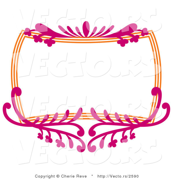 Vector of Pink and Orange Floral Frame with Blank Copyspace