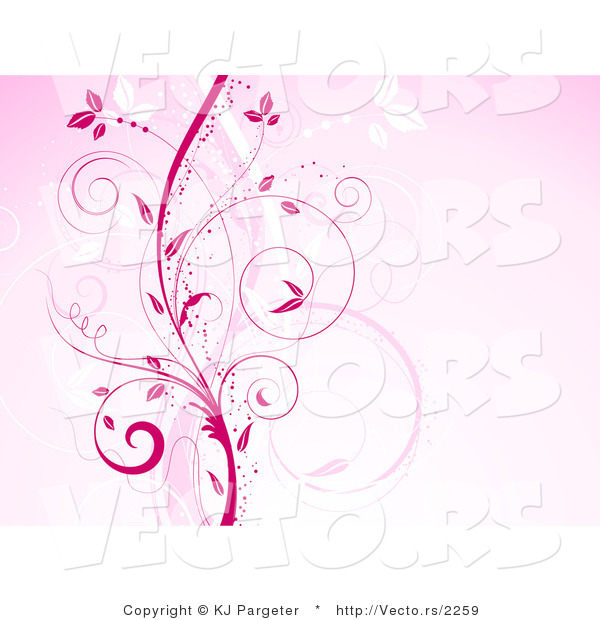 Vector of Pink and White Leafy Vines - Digital Background Border Design