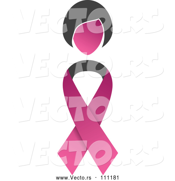Vector of Pink Cancer Awareness Ribbon with a Lady's Head