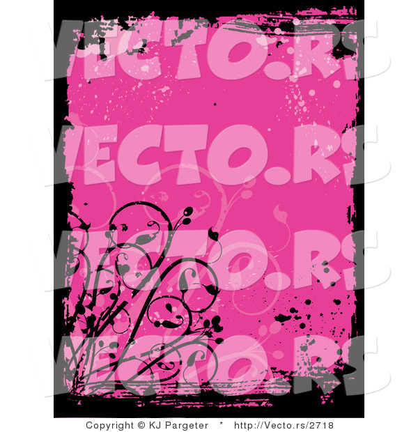 Vector of Pink Grunge Background with Splatters
