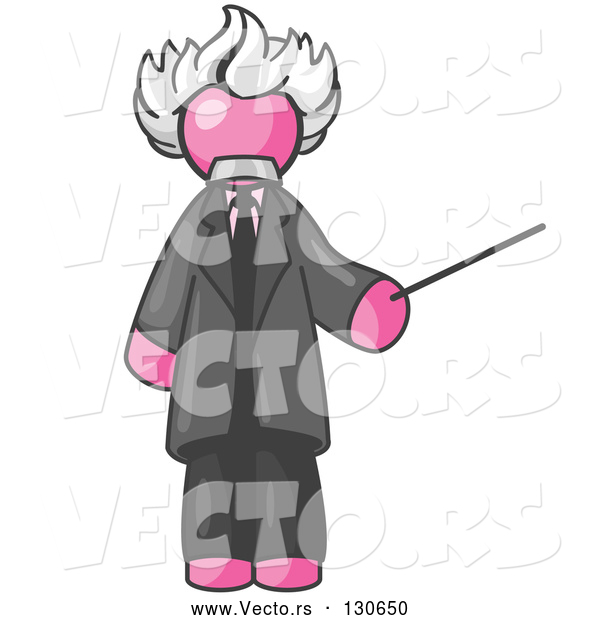Vector of Pink Guy Depicted As Albert Einstein Holding a Pointer Stick