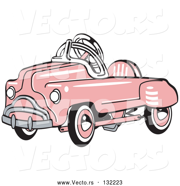 Vector of Pink Metal Pedal Convertible Toy Car