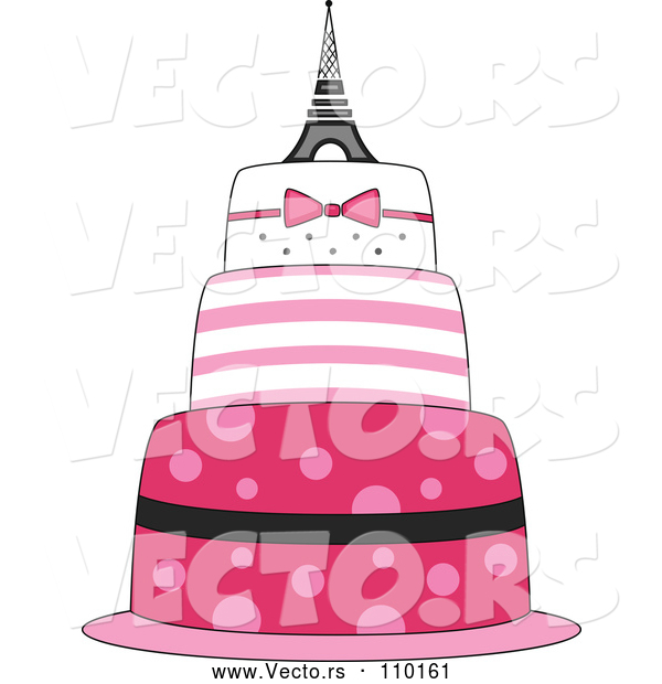 Vector of Pink Parisian Cake with an Eiffel Tower Topper