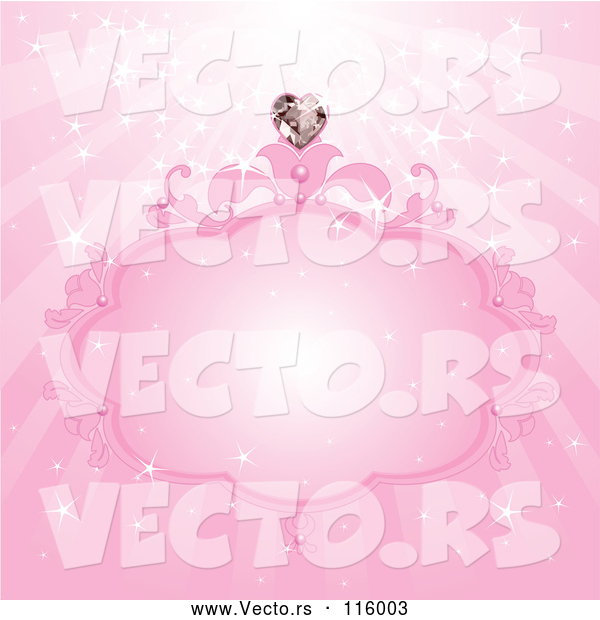 Vector of Pink Princess with a Heart Diamond and Rays