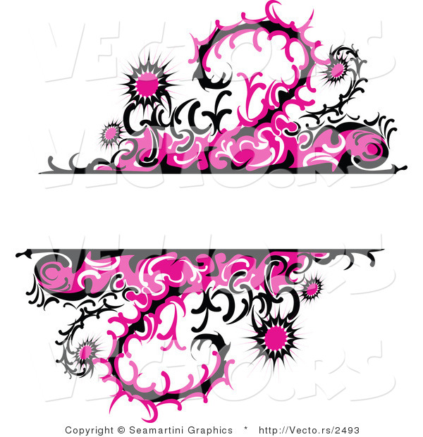 Vector of Pink Thistle Vines and Flowers with Blank Copy Space Background