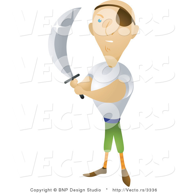 Vector of Pirate Holding Sharp Sword