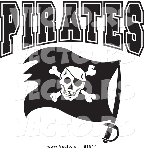 Vector of Pirates Flag with Sword - Sports Team Art
