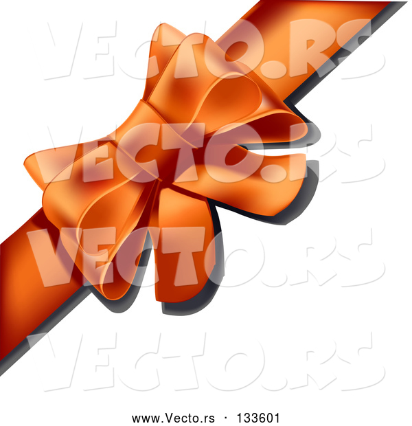 Vector of Present Wrapped with an Orange Bow and Ribbon