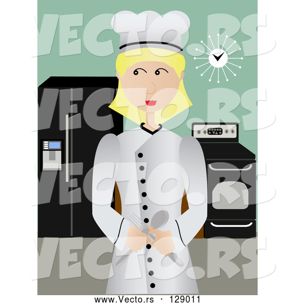 Vector of Professional Female Chef Standing Proudly in Her Kitchen