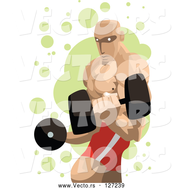 Vector of Professional Strong Guy Lifting Dumbbells