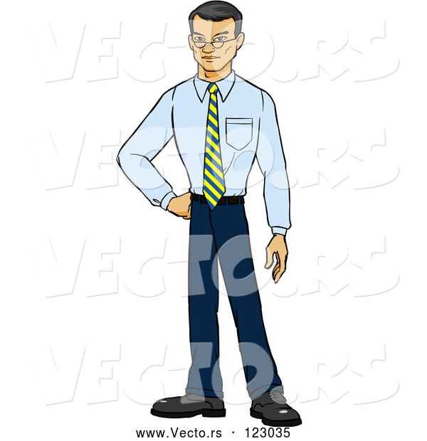 Vector of Proud Cartoon Asian Businessman Posing