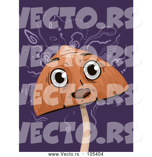 Vector of Psychedelic Cartoon Mushroom Mascot Hallucinating