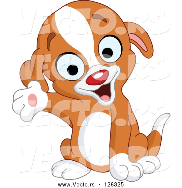 Vector of Puppy Smiling and Presenting with One Paw