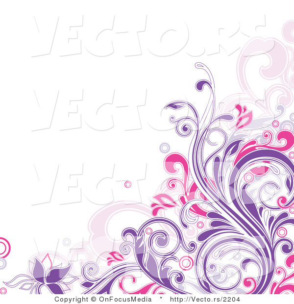 Vector of Purple and Pink Floral Vines - Corner Border Design Element