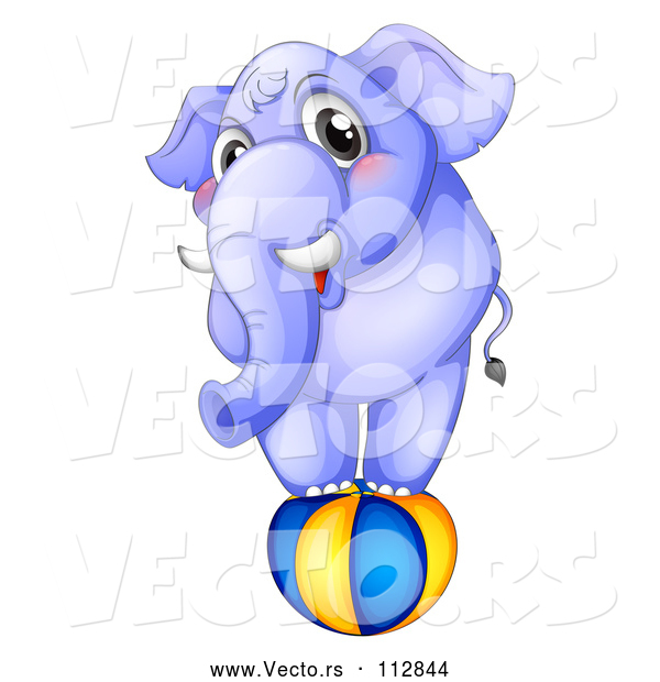 Vector of Purple Elephant Balancing on a Ball