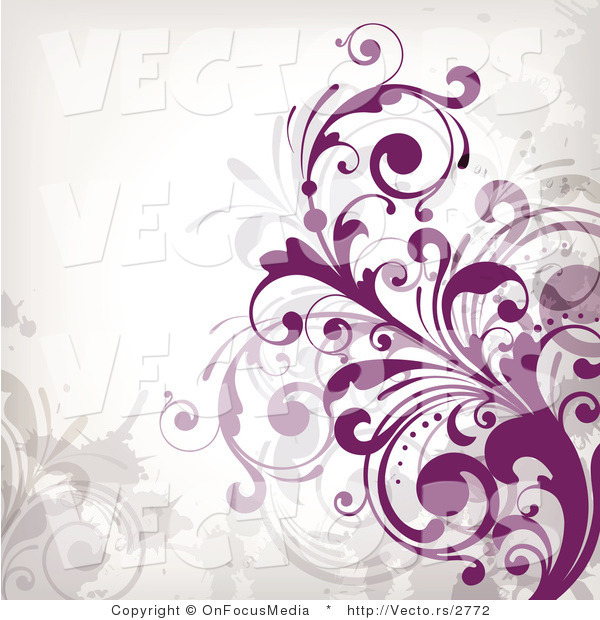 Vector of Purple Flourish Vines Background Design on White Background Version 6