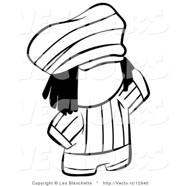 Vector of Rasta Person - Coloring Page Outlined Art