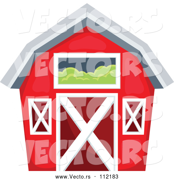 Vector of Red Barn with a Hay Loft