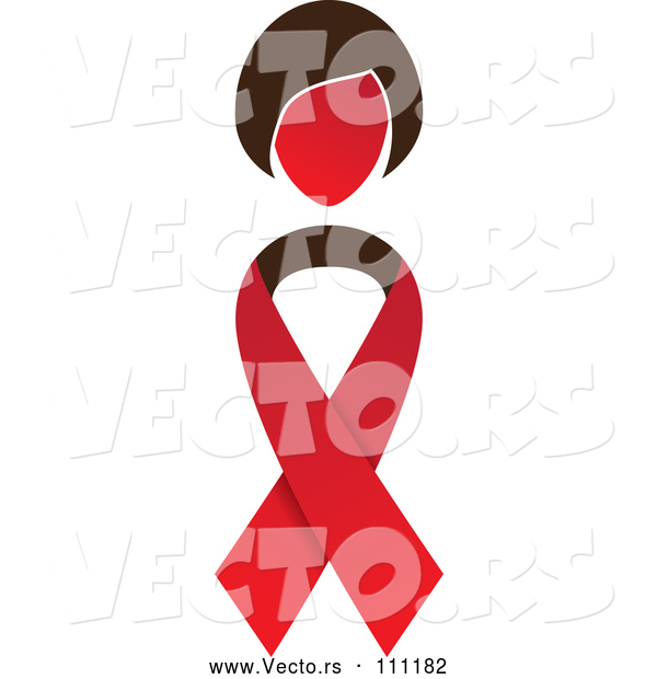 Vector of Red Children HIV Awareness Ribbon with a Lady's Head