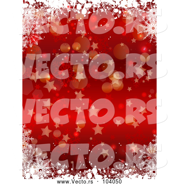 Vector of Red Christmas Background of Snowflakes Bokeh and Stars