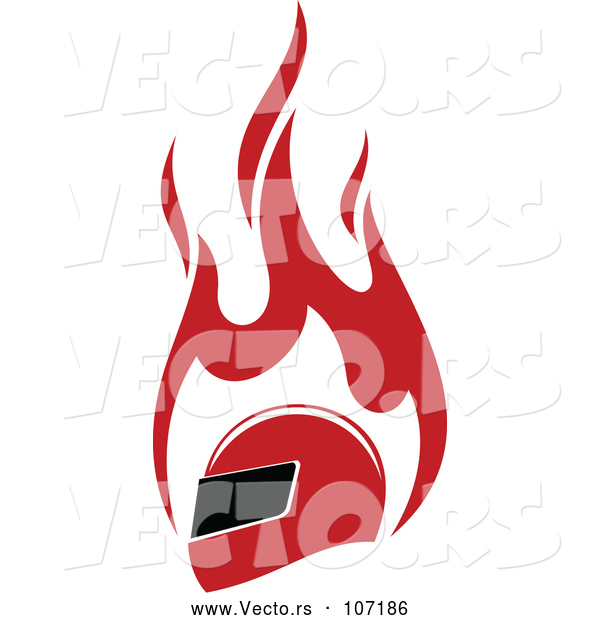 Vector of Red Racing Helmet and Flames
