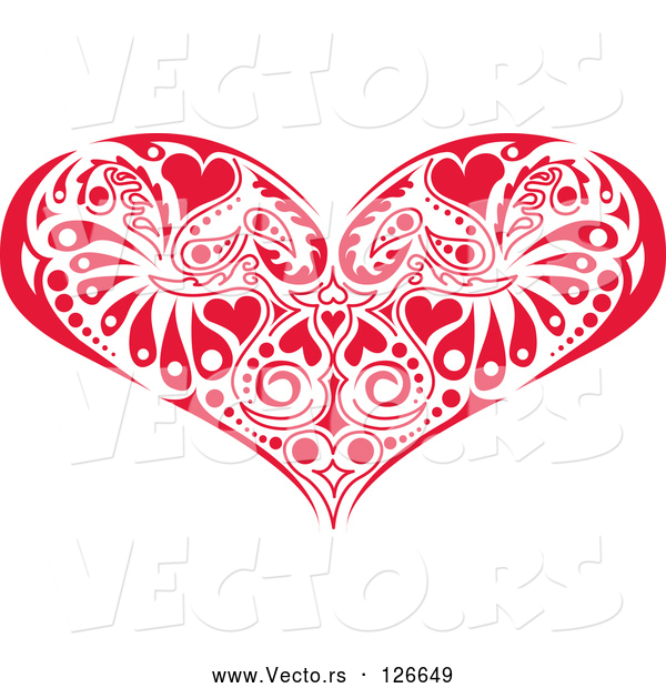 Vector of Red Victorian Heart Design