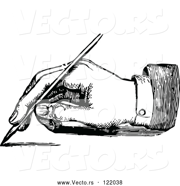 Vector of Retro Black and White Hand Writing with a Fountain Pen 2