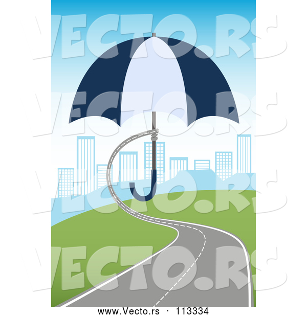 Vector of Roadway Turning into a Hand Holding an Umbrella over a City