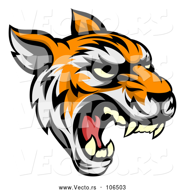 Vector of Roaring Vicious Tiger Mascot Face
