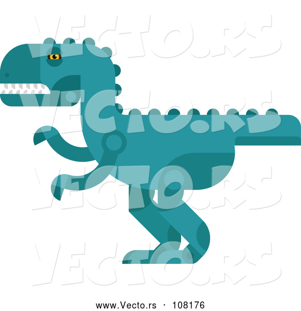 Vector of Robotic Styled Teal Tyrannosaurus Rex Dinosaur