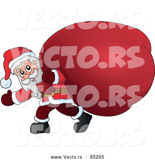 Vector of Santa Carrying Huge Gift Sack