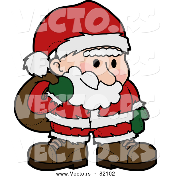 Vector of Santa Claus Carrying a Sack of Toys over His Shoulder
