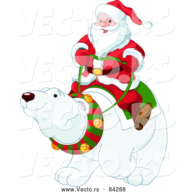 Vector of Santa Claus Riding Polar Bear