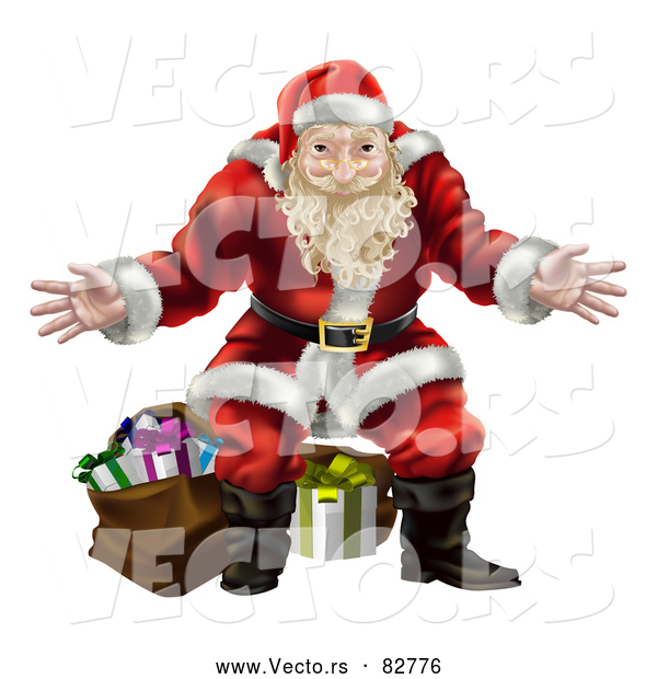 Vector of Santa Claus Standing with Presents