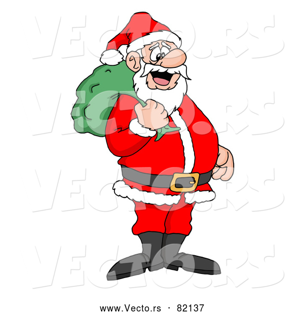 Vector of Santa Smiling with Toy Sack over His Shoulder