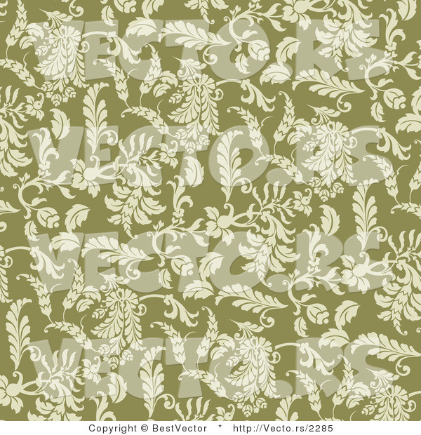 Vector of Seamless Green Floral Pattern Background