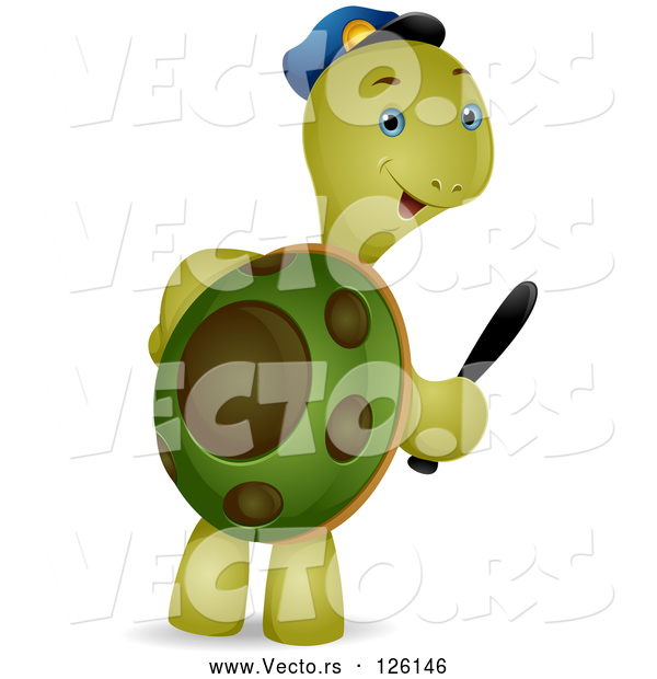 Vector of Security Guard Tortoise Carrying a Baton