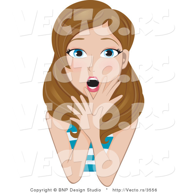 Vector of Shocked Girl Touching Her Face