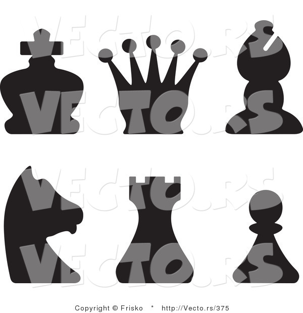 Vector of Silhouetted Chess Pieces