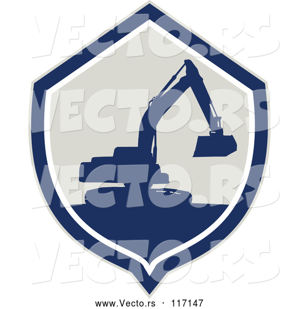 Vector of Silhouetted Excavator Machine in a Shield